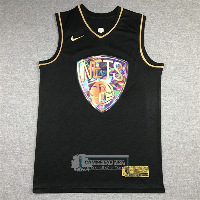 Camiseta Golden Edition Brooklyn Nets Kevin Durant NO 7 2021-22 Negro